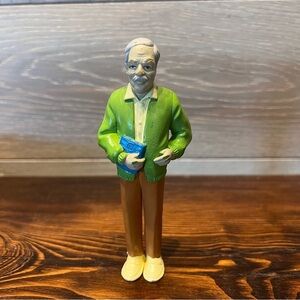Vintage Dollhouse Senior Grandfather Grandpa Man‎ Gray Hair Figure Toy 5" Tall